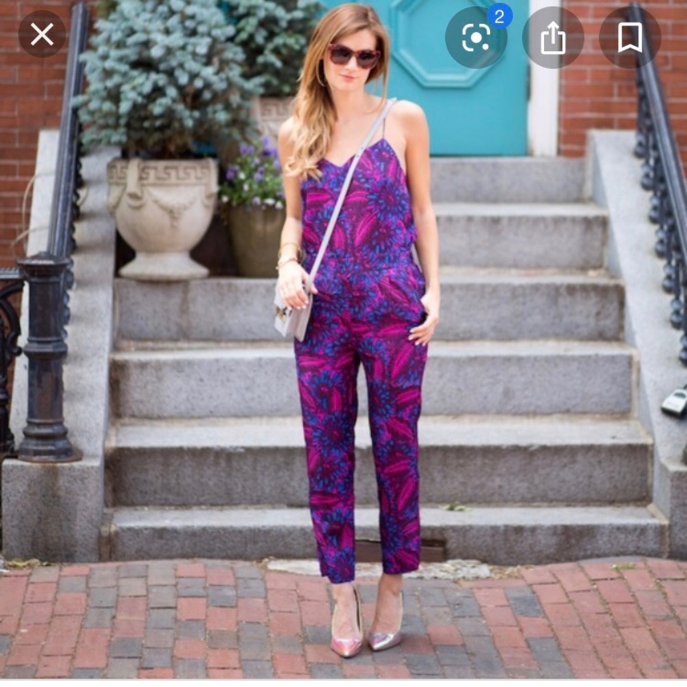 JCrew Floral Silk Jumpsuit